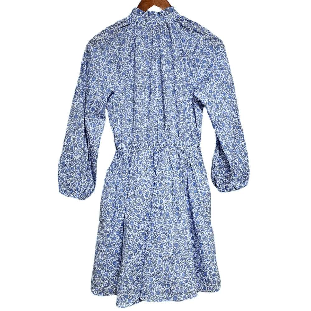 J. Crew Liberty Fabrics Ruffle Collar Dress in D'Anjo Coast Size Small NWT